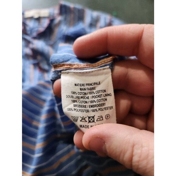 Vanessa Bruno blue striped tie neck Peasant Blouse sz 36 (US 4) - Picture 4 of 5